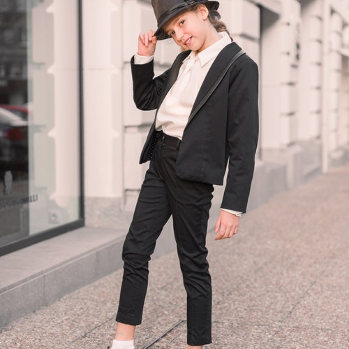 Girls Black Tailcoat Tuxedo Suit for Formal Event/ Luxury - Etsy