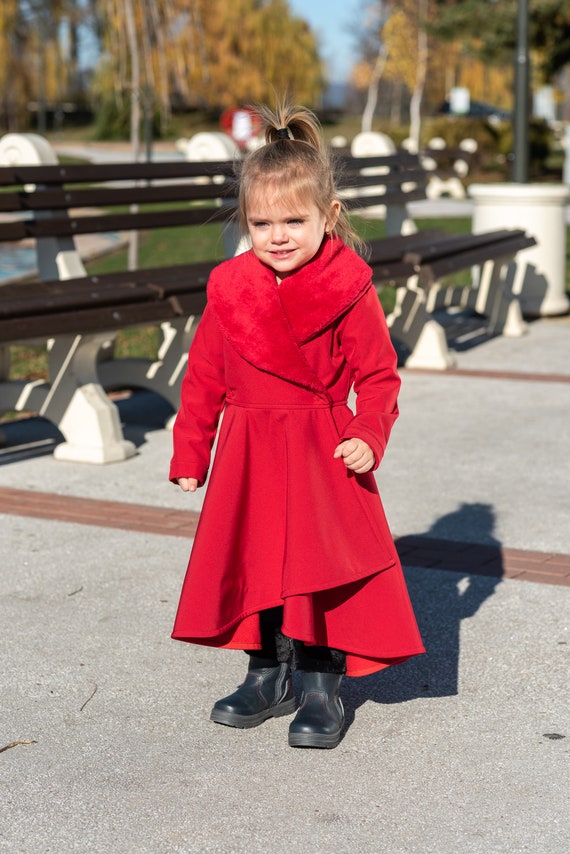 Abrigo las niñas abrigo de invierno largo rojo chaqueta Etsy