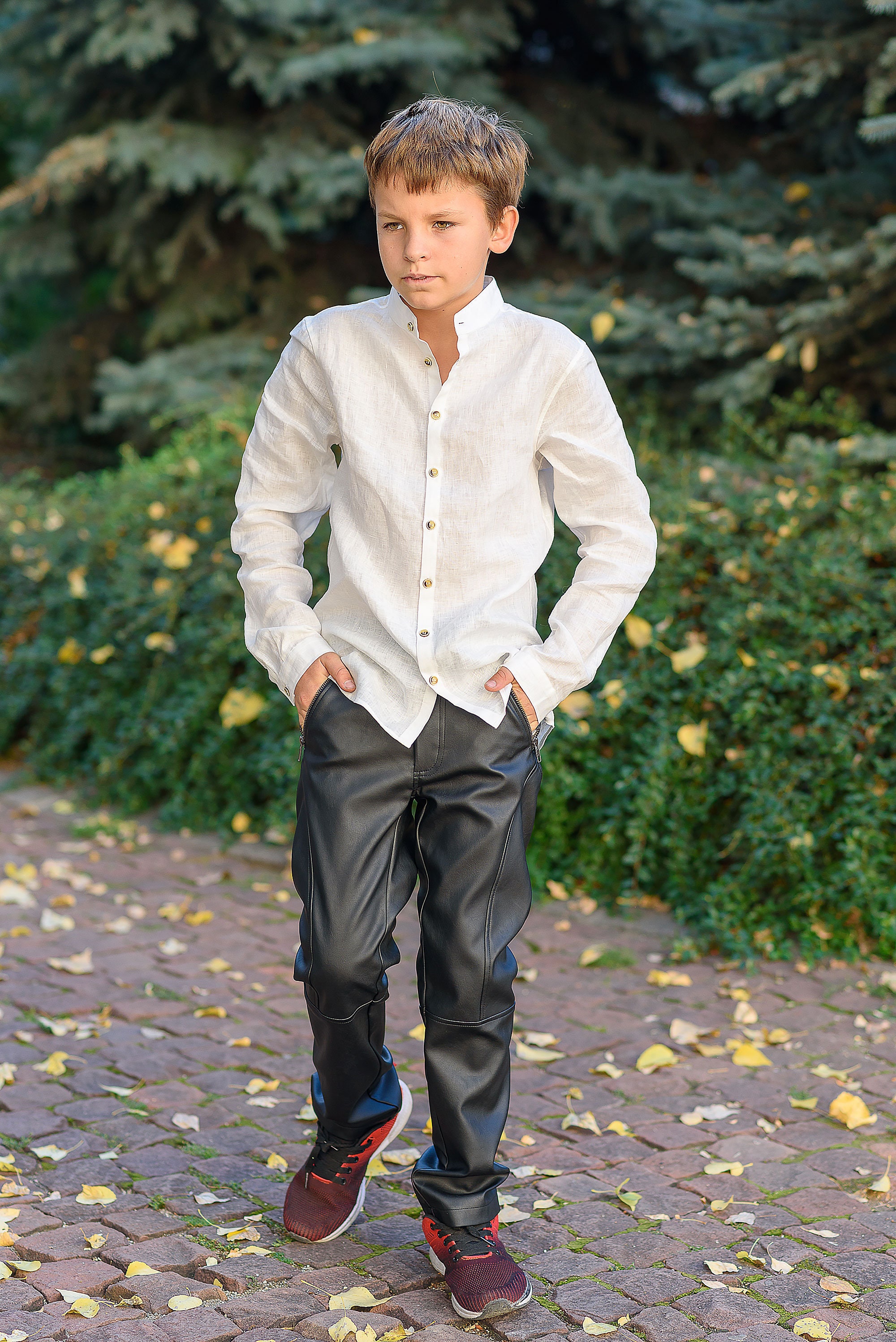 Wit linnen overhemd voor jongens met lange mouwen Linnen overhemd met opstaande kraag voor kinderen Klassiek linnen overhemd peuterjongen Formele linnen kraag met knoopsluiting Etsy Nederland