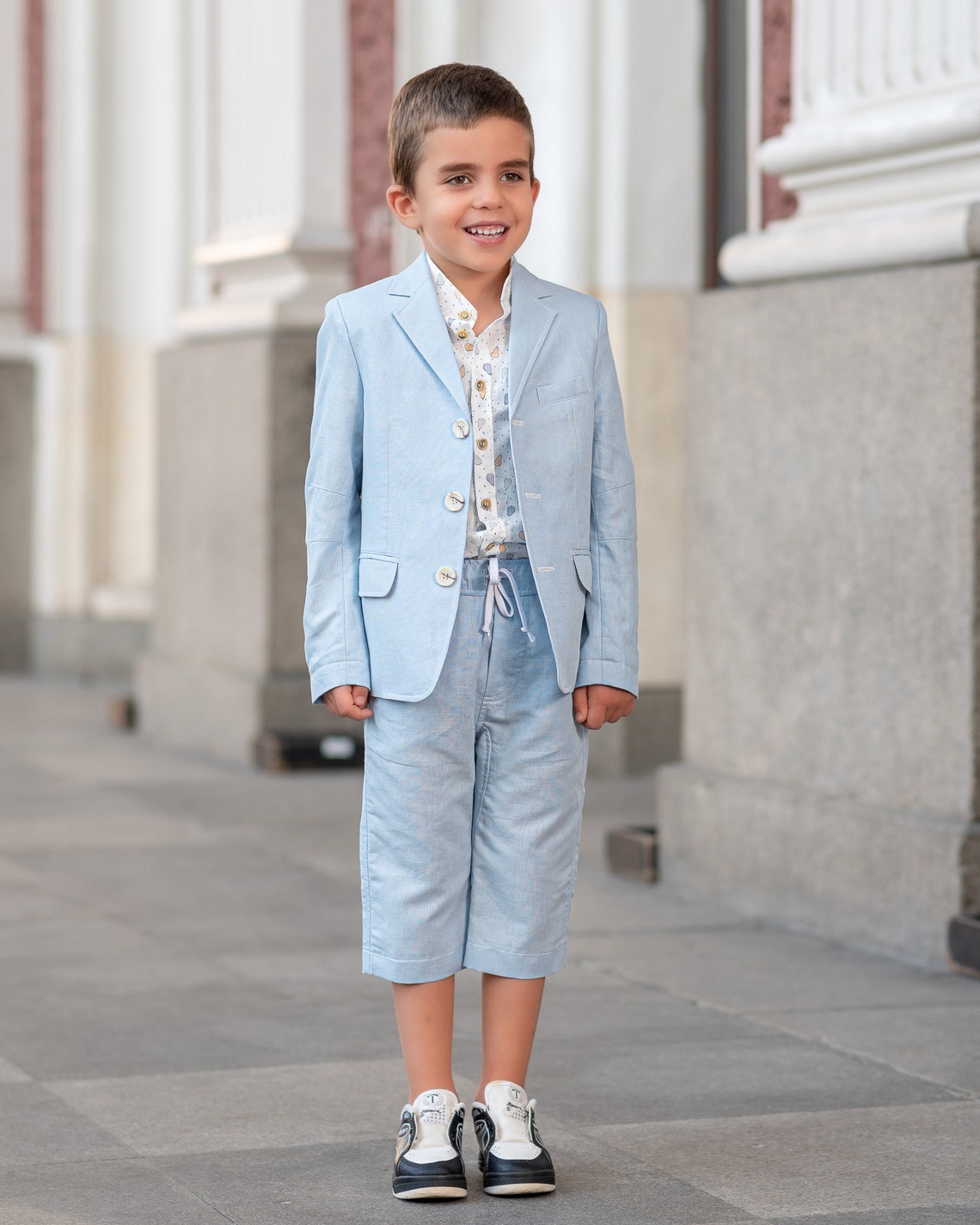 Boys Linen Sky Blue Suit / Kids Linen Outfit/ Communion Etsy