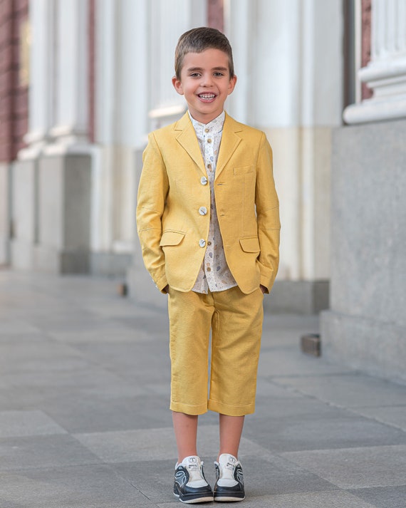 Traje de lino para niños verano set y pantalones cortos - Etsy