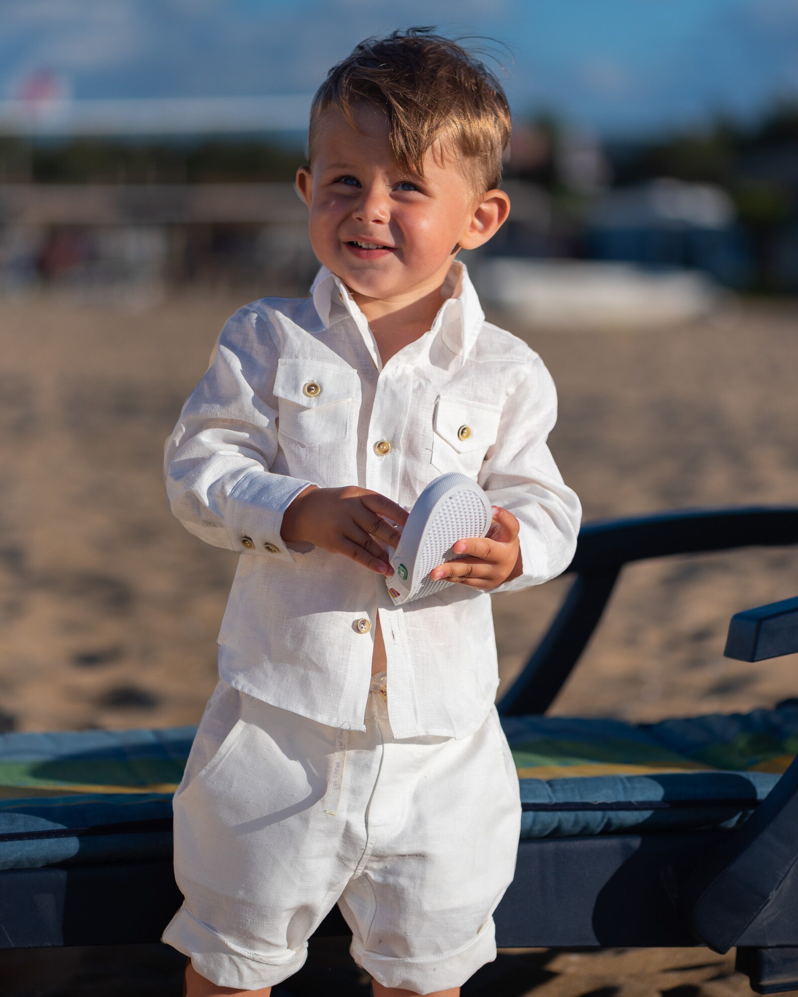 Summer baby boy white linen set/ Baby Christening summer Etsy