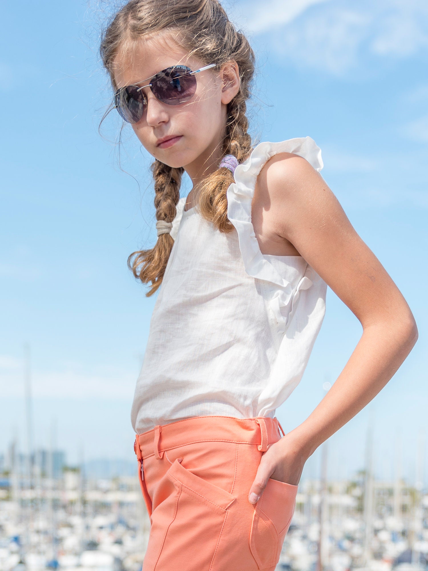 Girls White Linen Top/ Ruffled Dressy Top/trendy Top/toddler Etsy