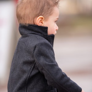Baby Wool Charcoal Long Coat, Baby Winter Coat, Infant Coat, Baby winter oufit, Winter Baby boys Clothing, Vintage coat for babies image 9