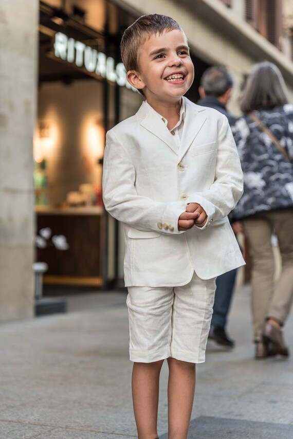 Boys linen short best sale suit