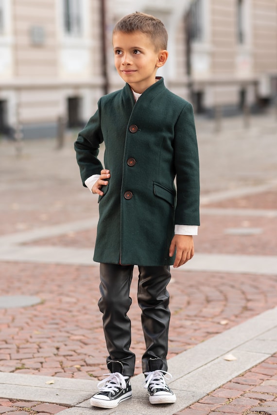 Boys Stand Collar Slim Wool Coat/herno Stand up Collar Kids - Etsy