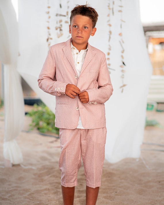 Boys Linen Outfit/ Toddler Boy Linen Suit/ Kids Beach Wedding