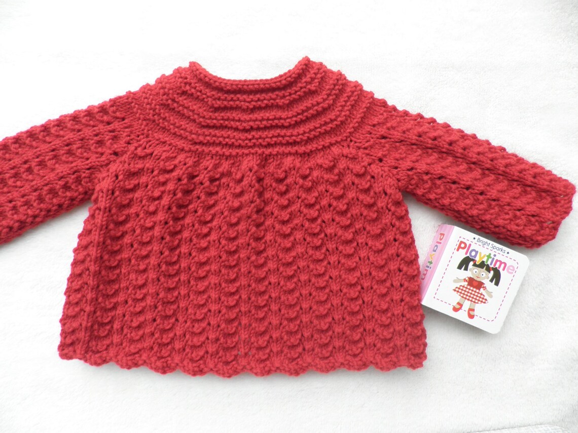 Baby girl's red sweater baby's red knitted jumper Etsy