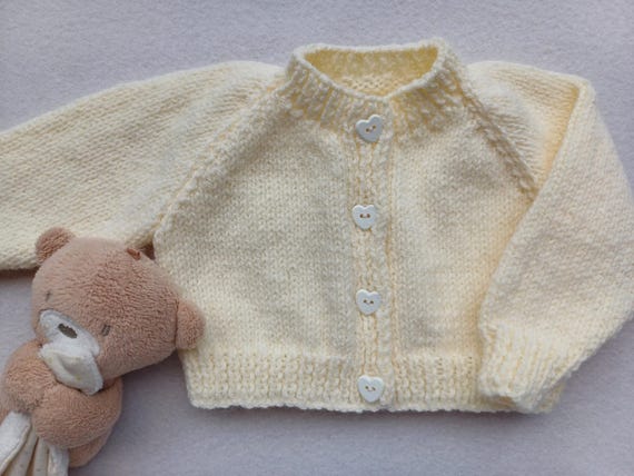 Cream baby sweater cream unisex baby cardigan newborn baby jumper handknitted baby cardigan new baby coming home outfit 0 to 3 months