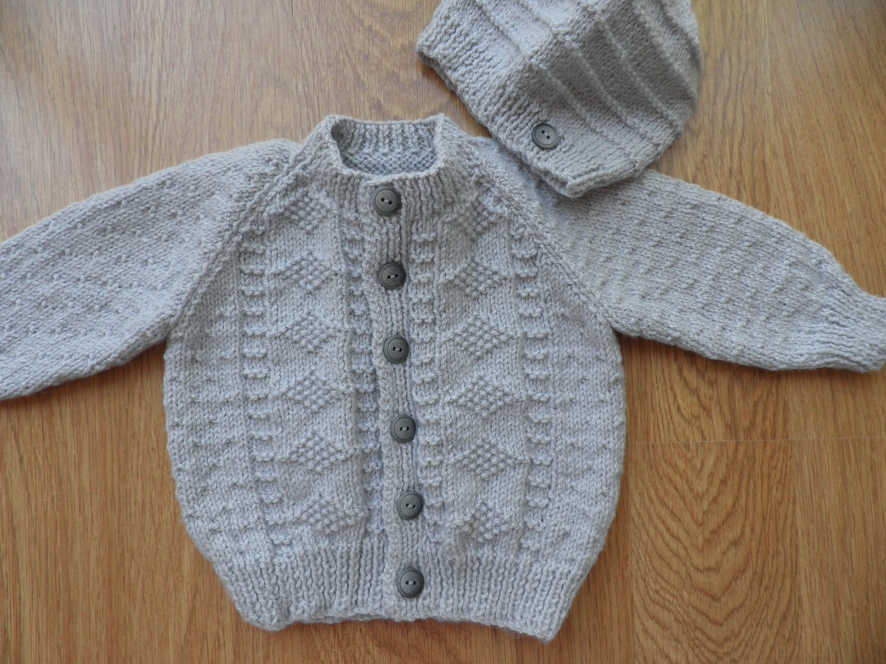 Baby grey sweater and hat knitted cardigan 6 to 12 months | Etsy