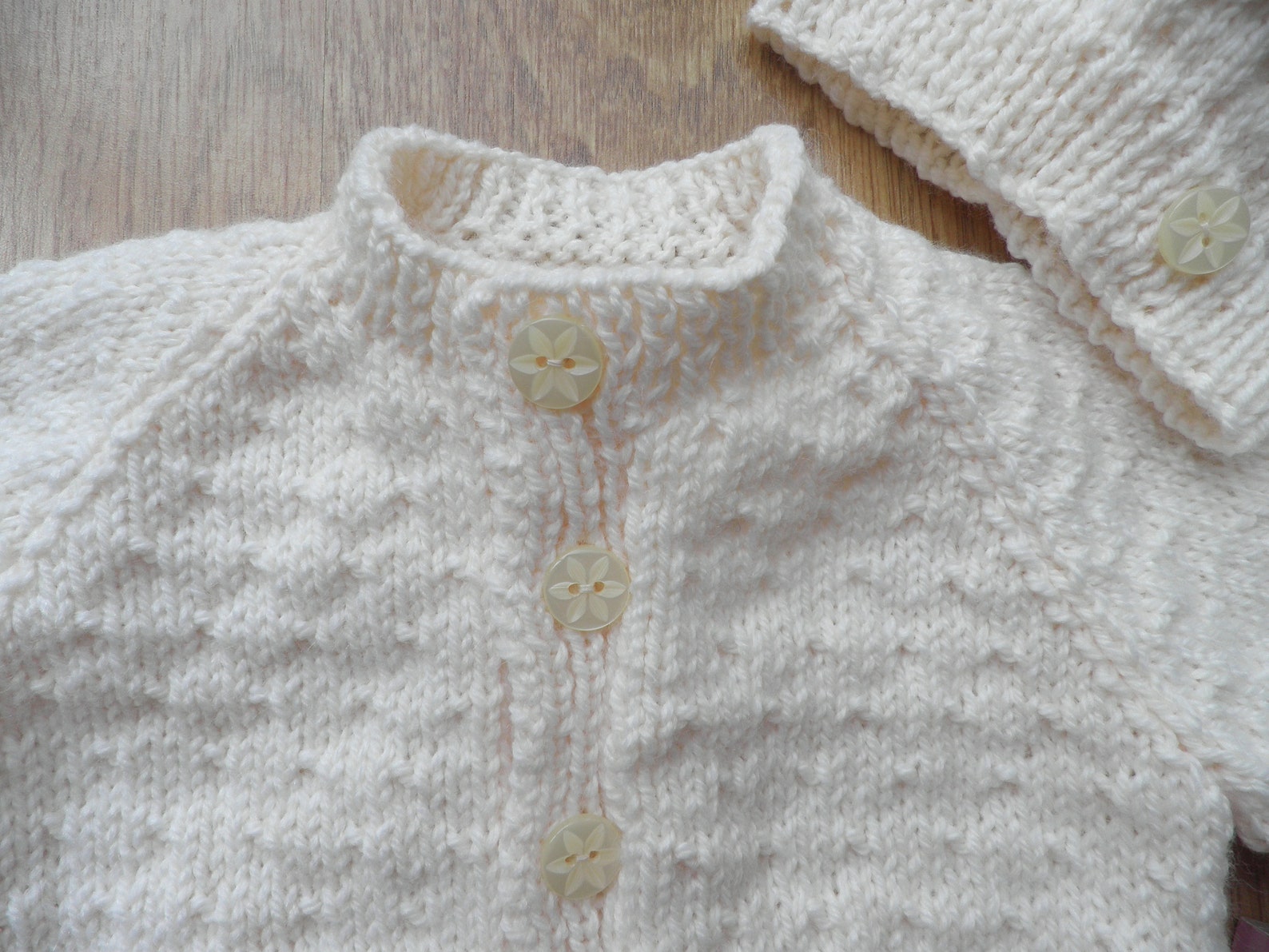Cream Baby Sweater Set, Unisex Baby Jumper, Handknitted Cardigan and