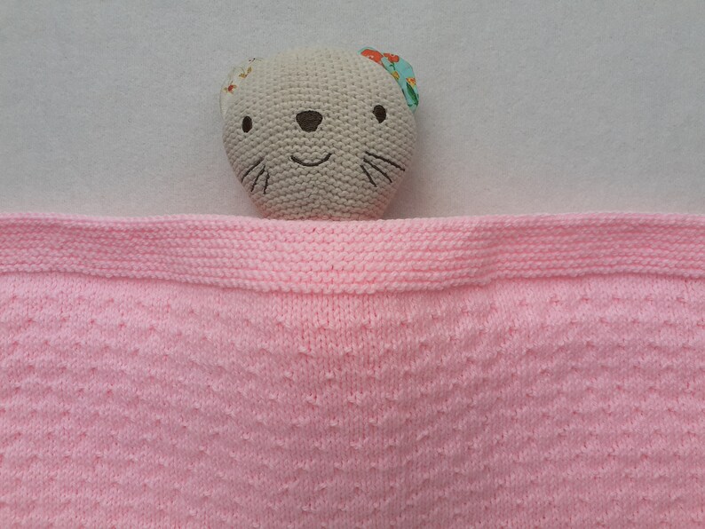 Handknitted Pink Baby Blanket: Preemie Cot Size, Pram Cover immagine 1