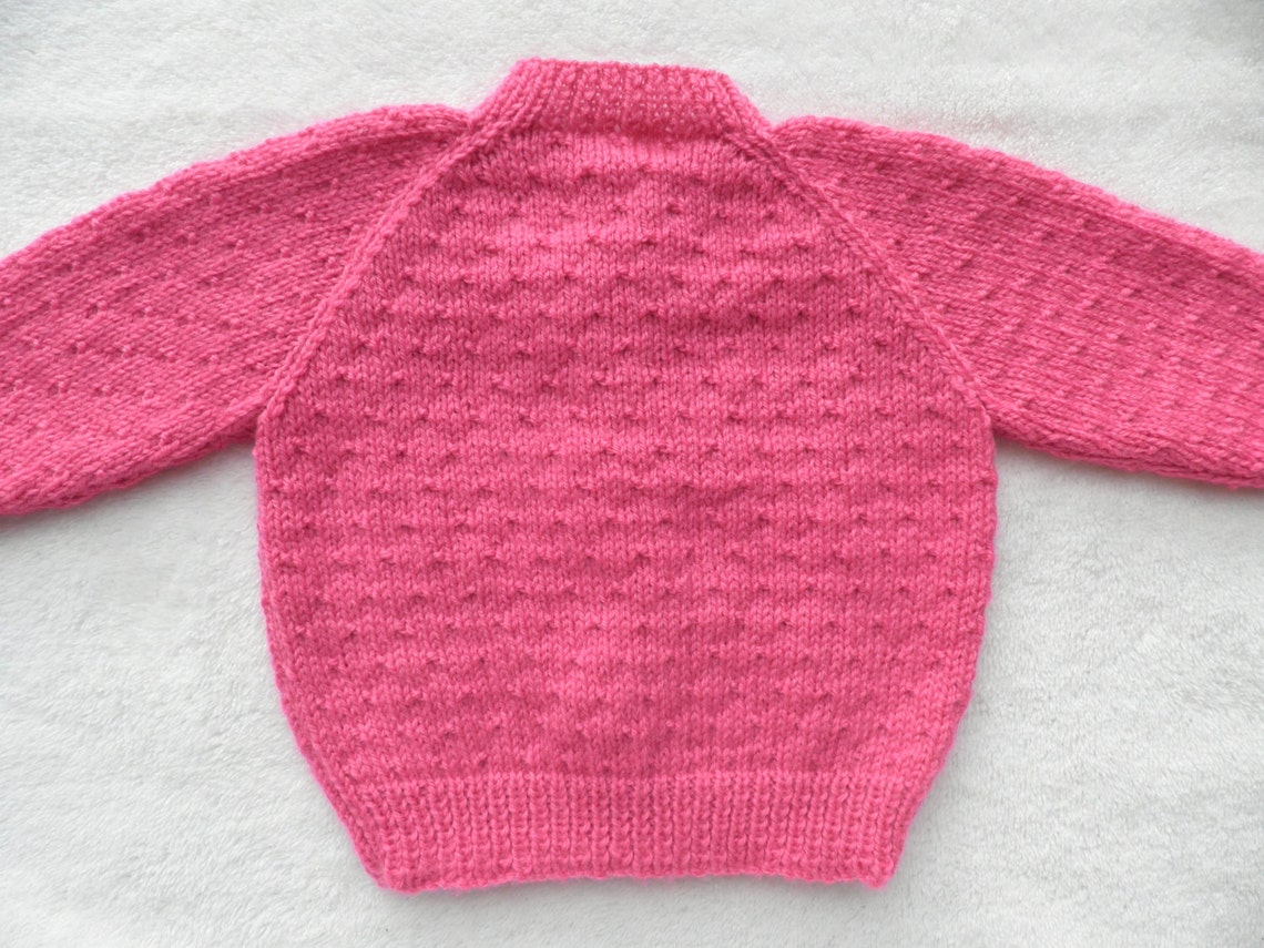 Raspberry Pink Baby Sweater, 6 12 Months, Hot Pink Baby Girl's Cardigan