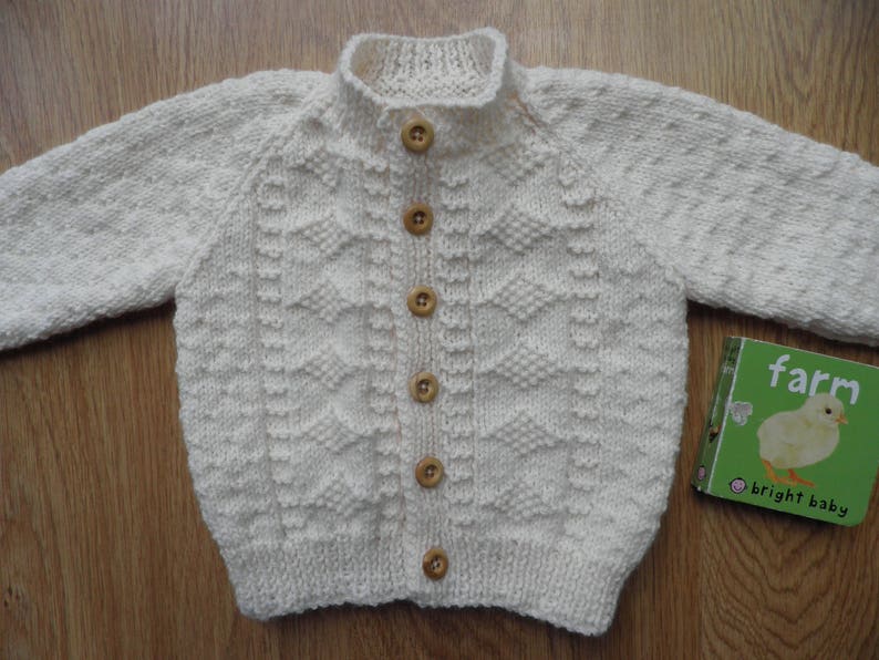 Boy's Cream Cardigan and Hat Aran Sweater Handknitted - Etsy