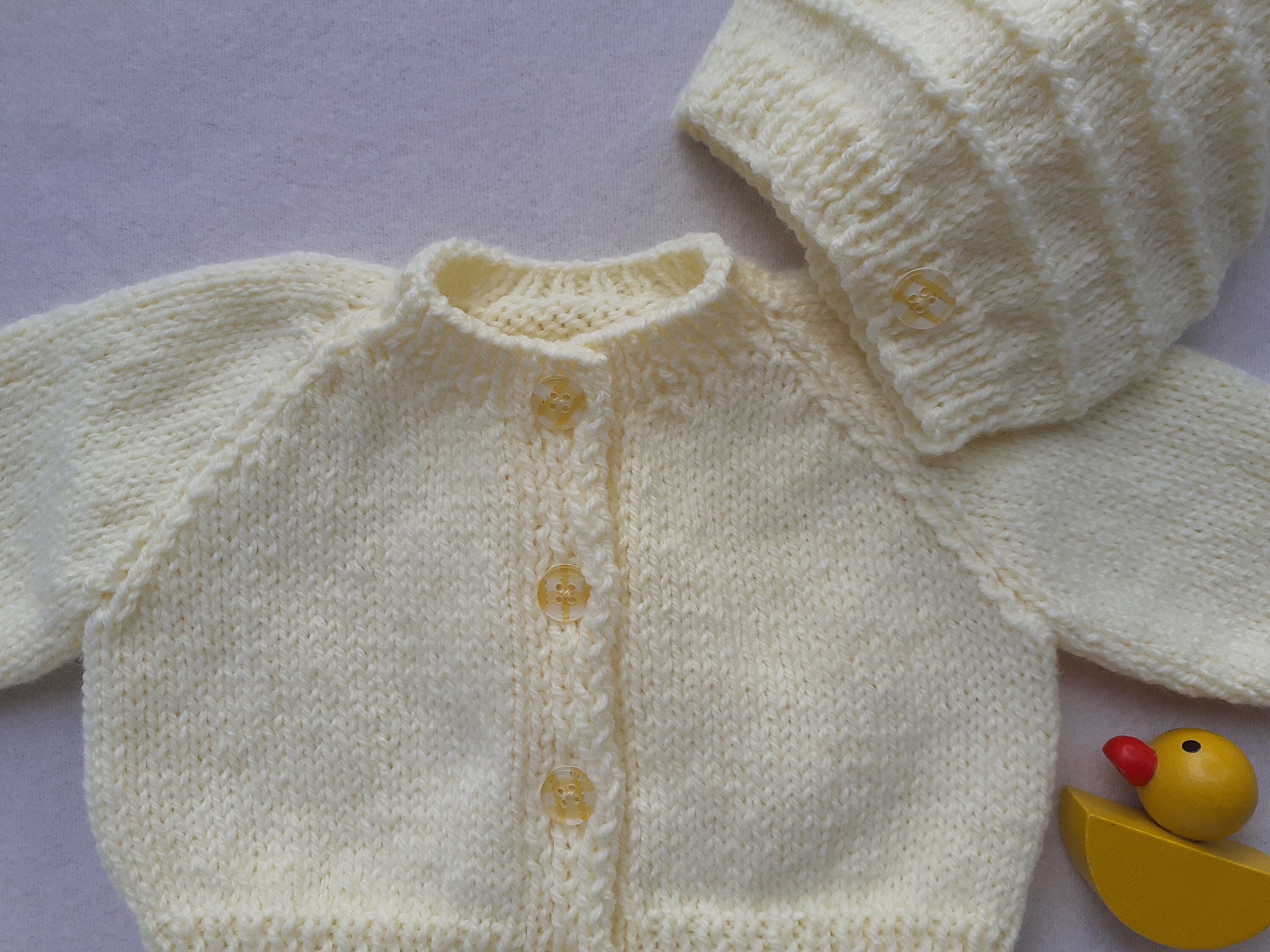 Pale yellow baby cardigan and hat yellow baby sweater set | Etsy