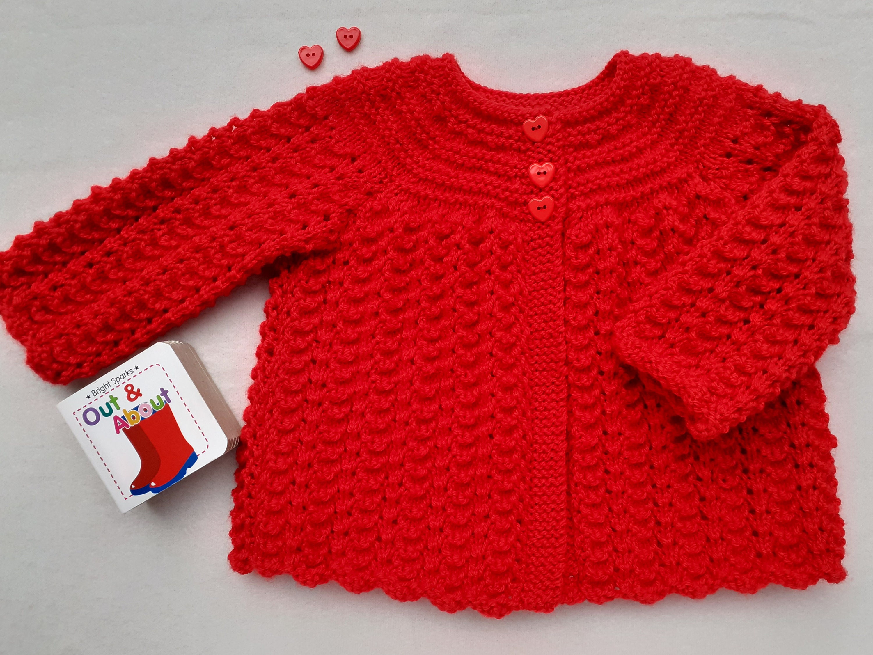 Baby girl's red sweater handknitted red baby cardigan Etsy