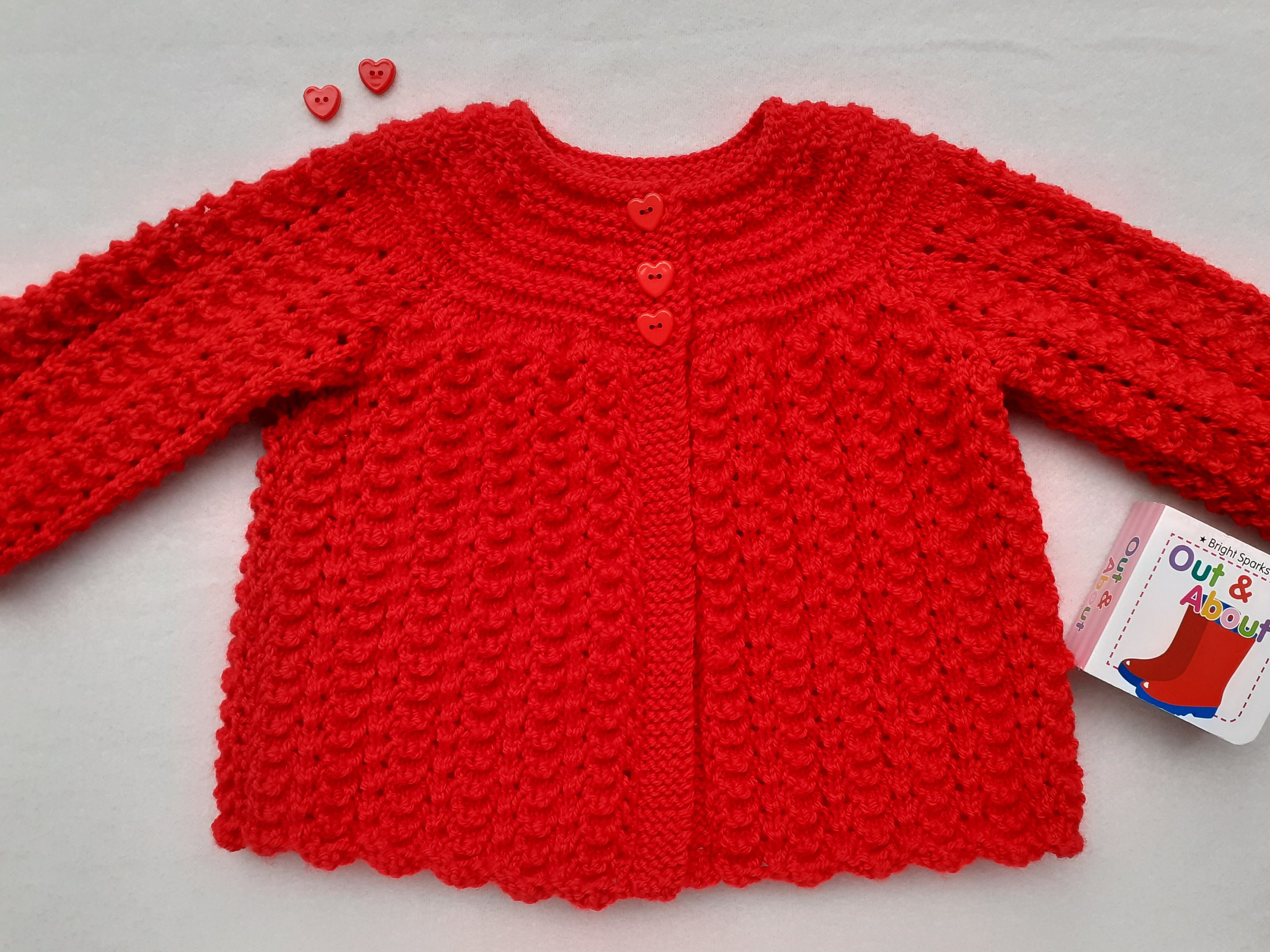Baby girl's red sweater handknitted red baby cardigan Etsy