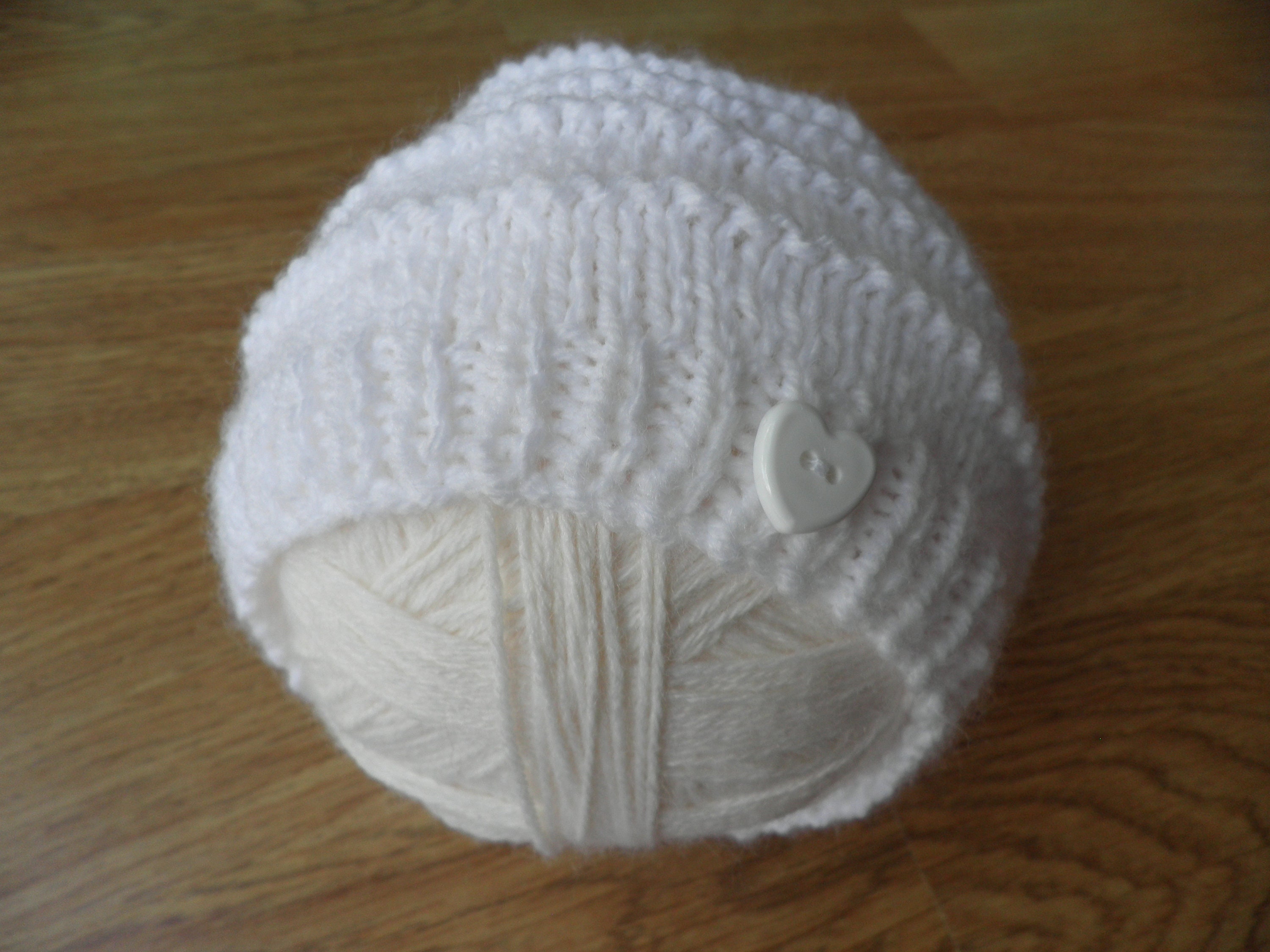 White Christening Hat, White Baby Hat, Handknitted Baby Boy's 3