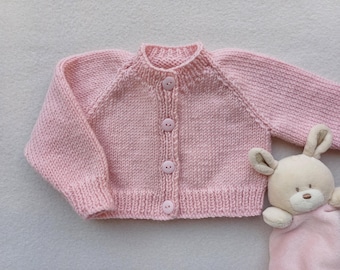 Vintage Pink Handknitted Baby Cardigan (0-3 Months)