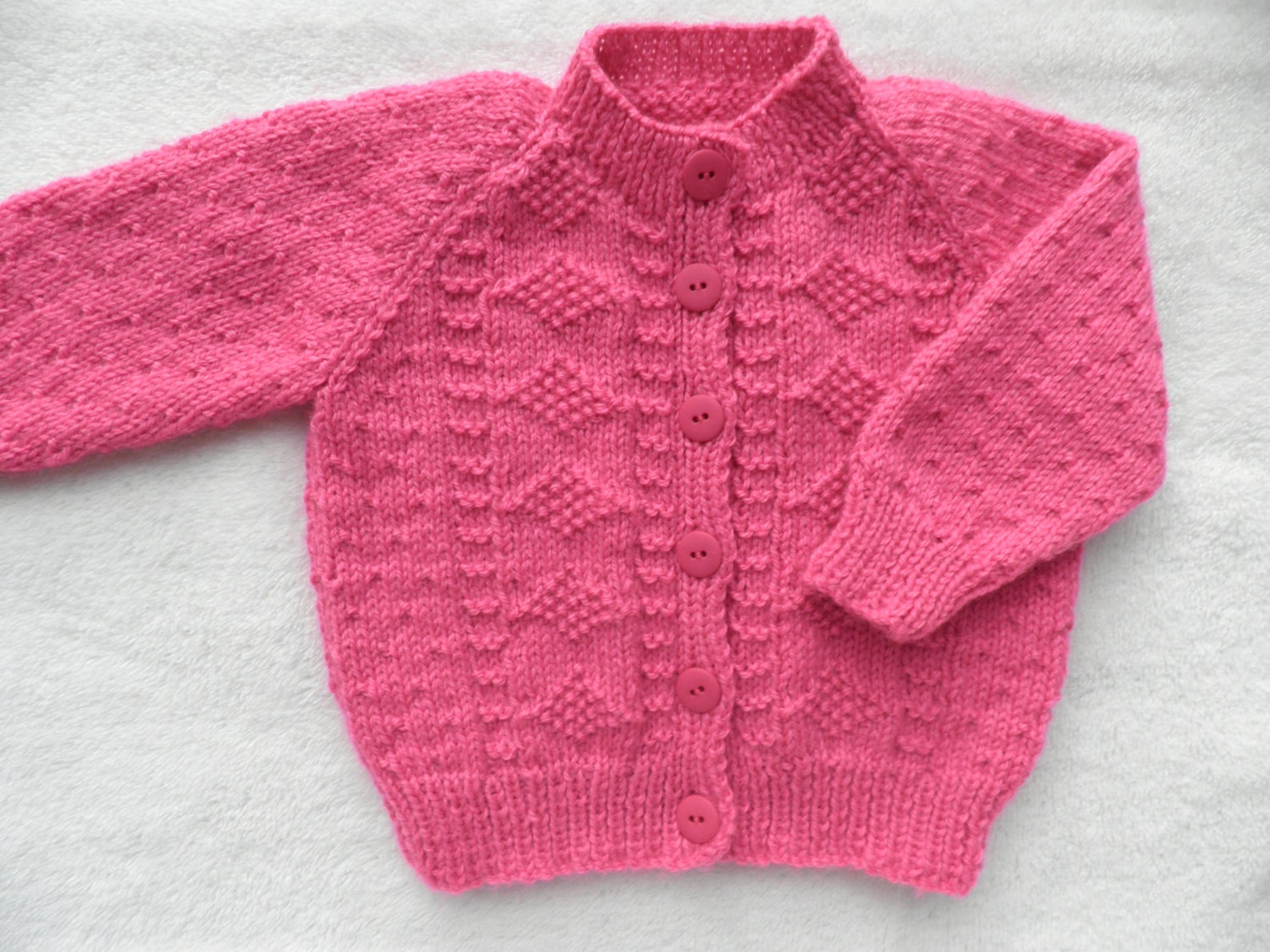 Raspberry Pink Baby Sweater, 6 12 Months, Hot Pink Baby Girl's Cardigan