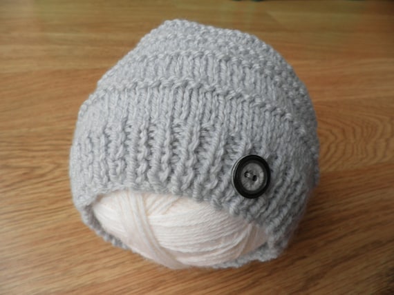 grey knitted baby hat
