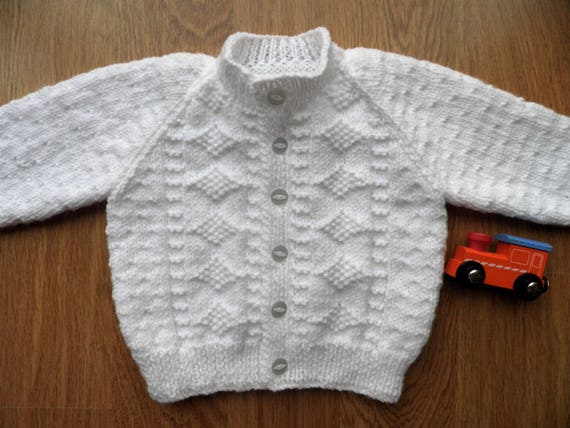 baby boy white christening cardigan