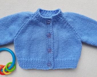 Sky blue newborn cardigan, blue baby coming home outfit, blue baby sweater, 0 - 3 months, new baby boy cardigan, baby boy clothes