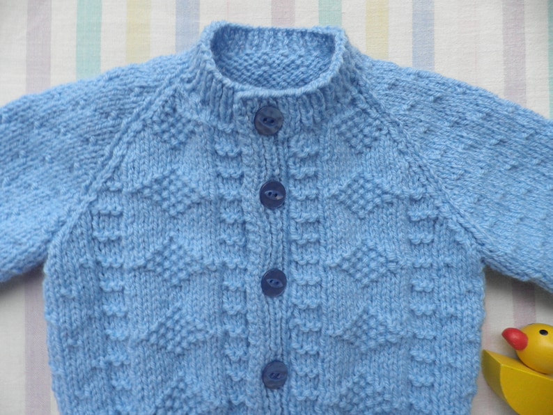 Baby Boy's Blue Sweater, Handknitted Cardigan, Blue Baby Boy's Cardigan ...