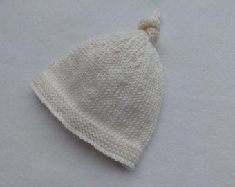 Baby Top Knot Hat: Neutral Ivory/Cream Beanie
