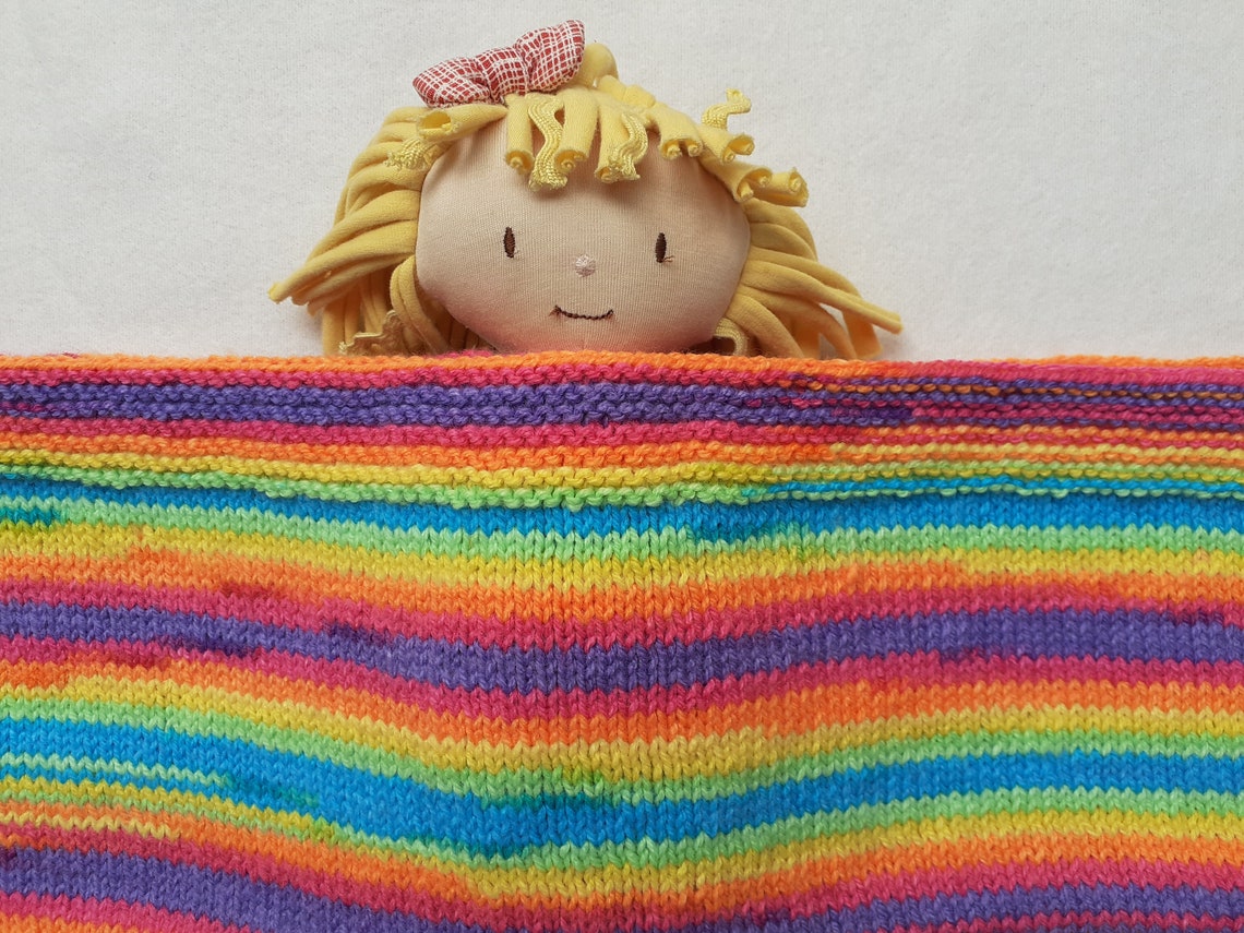 Rainbow Baby Blanket Rainbow Pram Cover Knitted Festival Etsy UK