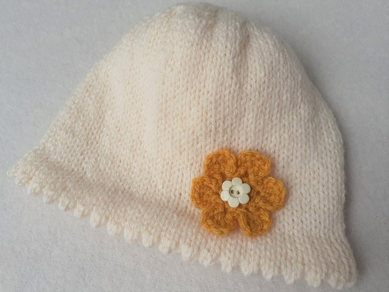 Baby girl mustard flower bonnet new baby mustard knitted hat | Etsy