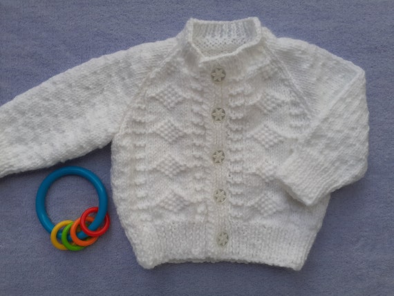 baby boy white christening cardigan