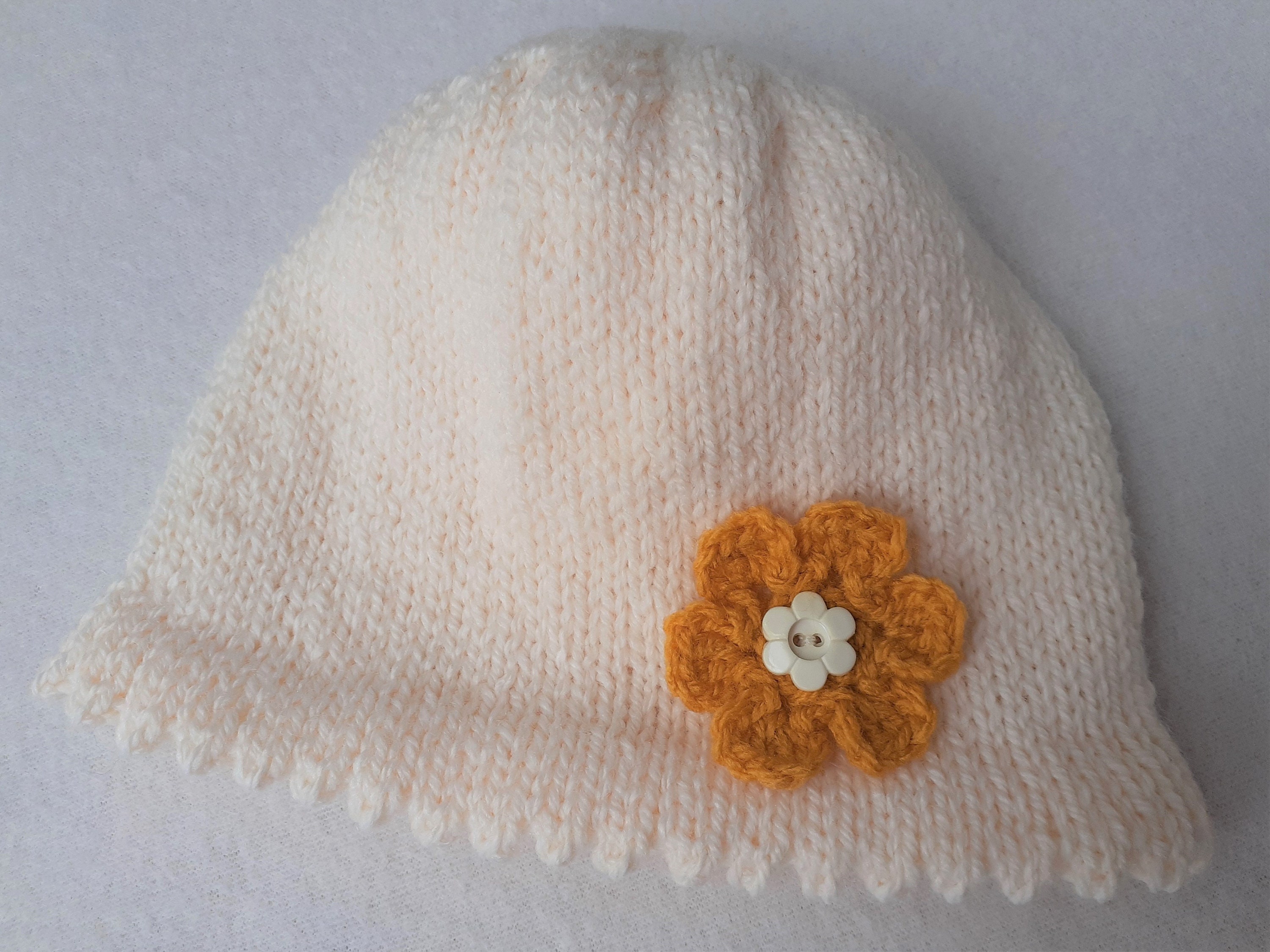 Baby girl mustard flower bonnet new baby mustard knitted hat | Etsy
