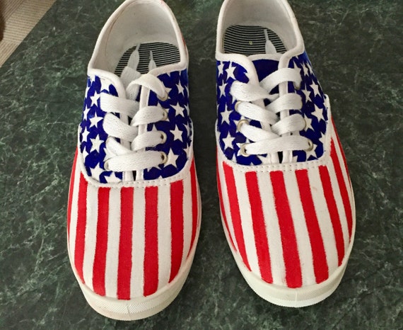 american flag vans slip on