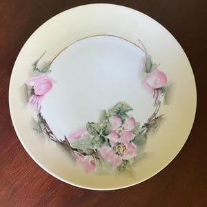 Weimar Porzellan Germany | Vintage or Antique Hand Painted Pink Rose Plate | Lovely Ring Dish | Vintage Trinket Plate | Rococo Baroque