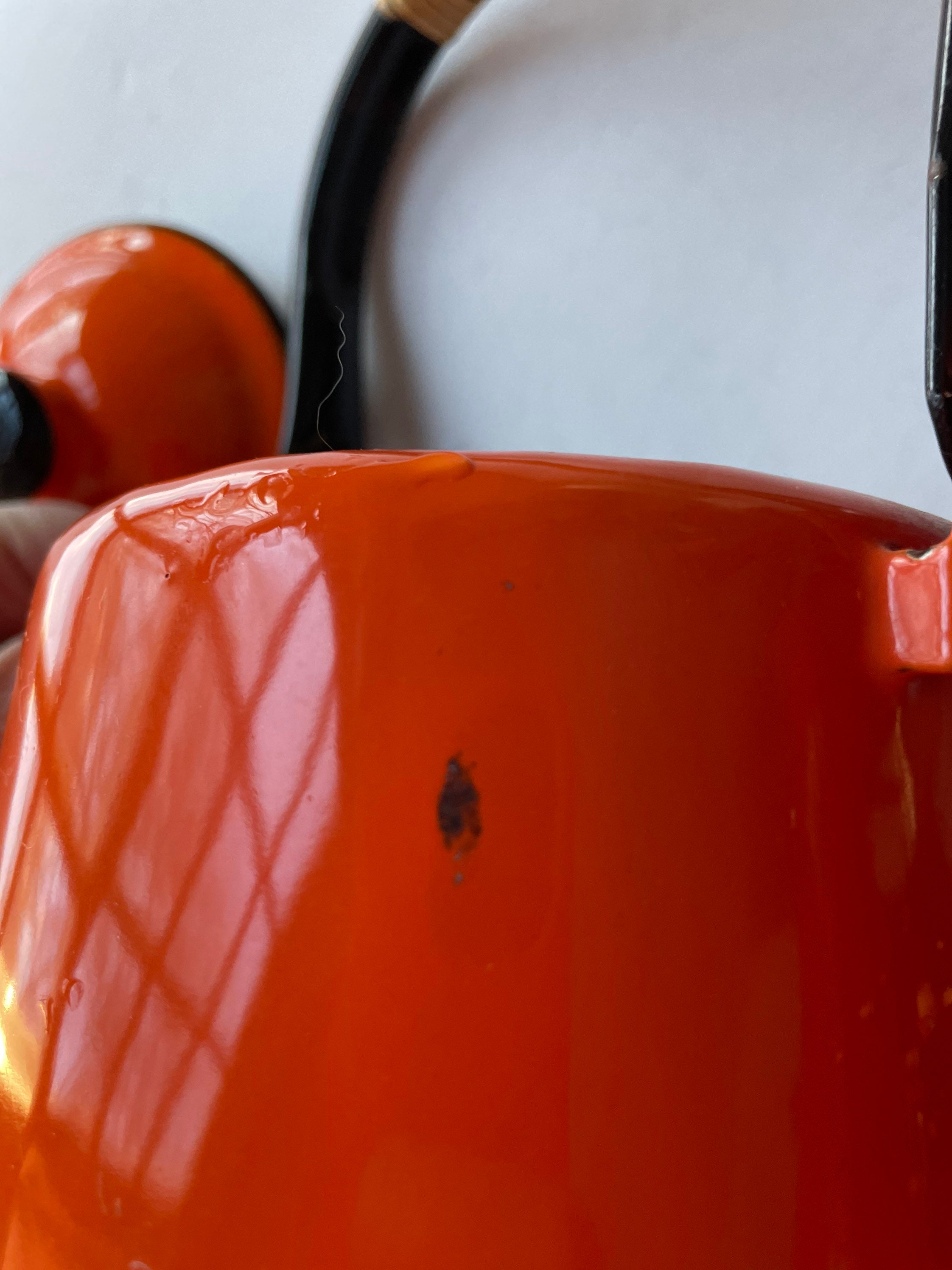 Vintage Orange Enamelware Tea Kettle Vintage Japanese Enamel Etsy