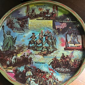Collector Metal Plate 1976 American Bicentennial I Souvenir U.S. Plate I Vintage Kitsch I American Landmarks | U.S. History