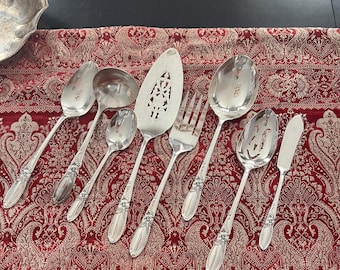Oneida Silverplate Serving Pieces: White Orchid Floral, 1953 MCM Estate