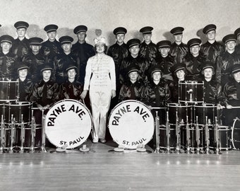 Original Vintage Black and White Photo | St. Paul, Minnesota | Payne Ave. Marching Band | Old St. Paul