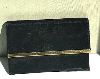 Vintage Black Velvet Evening Clutch | 1960s MCM Elegant Style