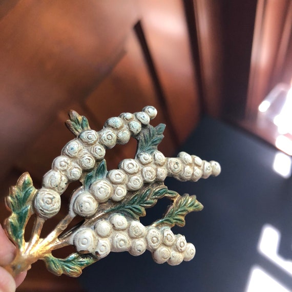 Antique Estate Brooch | White Wisteria Brooch | F… - image 4