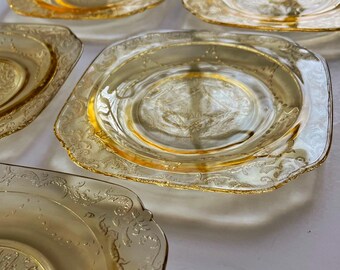 Vintage Federal Glass "Madrid Amber" Bread and Butter 6 inch