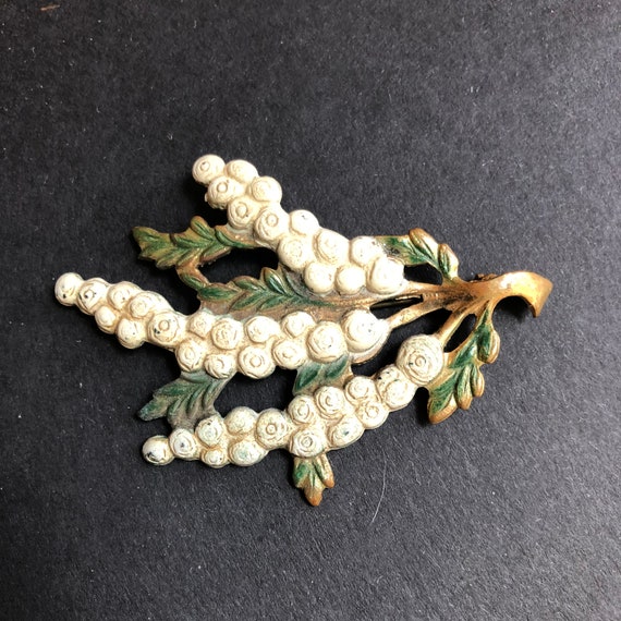 Antique Estate Brooch | White Wisteria Brooch | F… - image 1