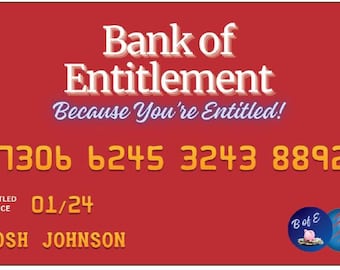 Bank of Entitlement VIRTUAL: tarjeta de crédito/tarjeta de membresía, ¡regalo de broma para las personas con derechos en su vida!