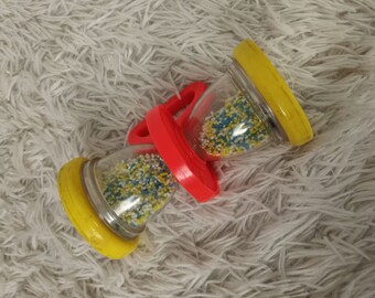 Vintage 1970's Fisher Price Shake N' Roll Hourglass Baby Rattle