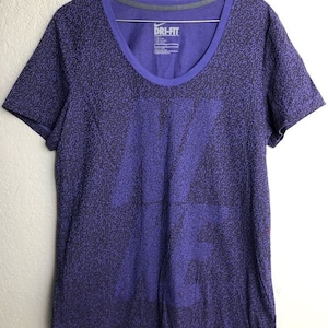 Nike Dri-Fit Purple Speckled Active T-Shirt M 90&#39;s