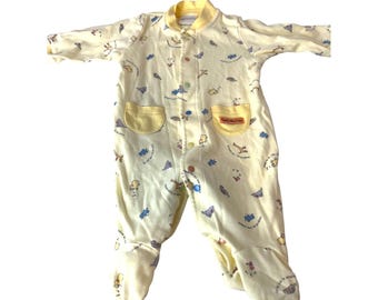 John Lennon Real Love Carters Footed Sleeper Yellow White 3-6 Months VINTAGE