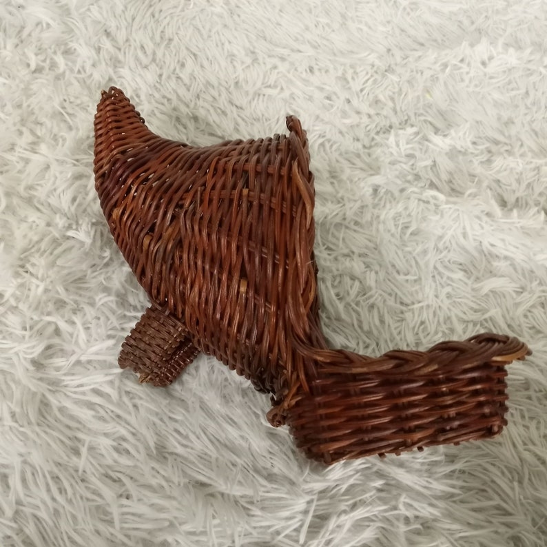 Vintage Wicker Cornucopia Basket Thanksgiving Plants Candy Etsy