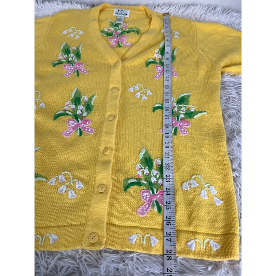 Quacker Factory XL Yellow Button Cardigan Flower … - image 5