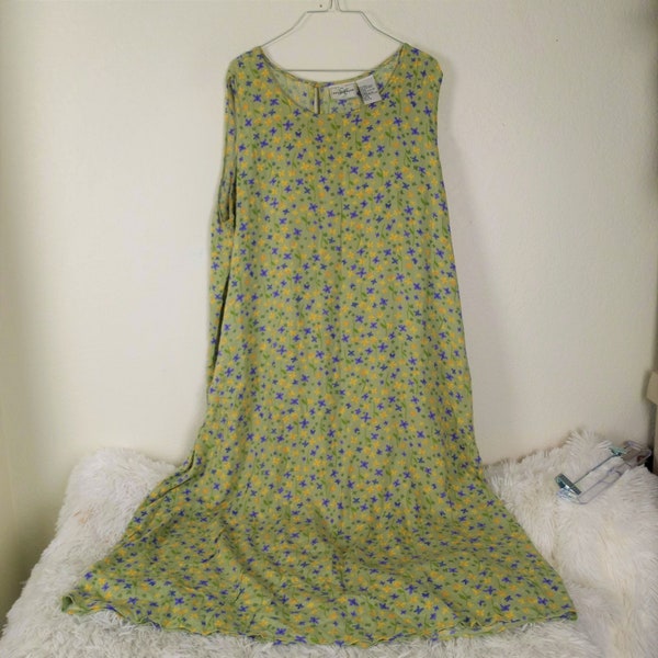 Studio Ease Dress Size 18 Green flowers Y2K Lagenlook Cottegecore